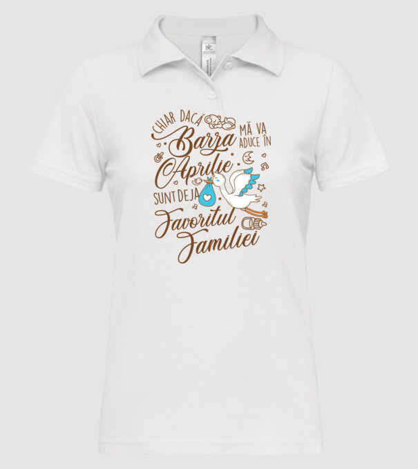 Favoritul familiei APRILIE model alb pe tricou