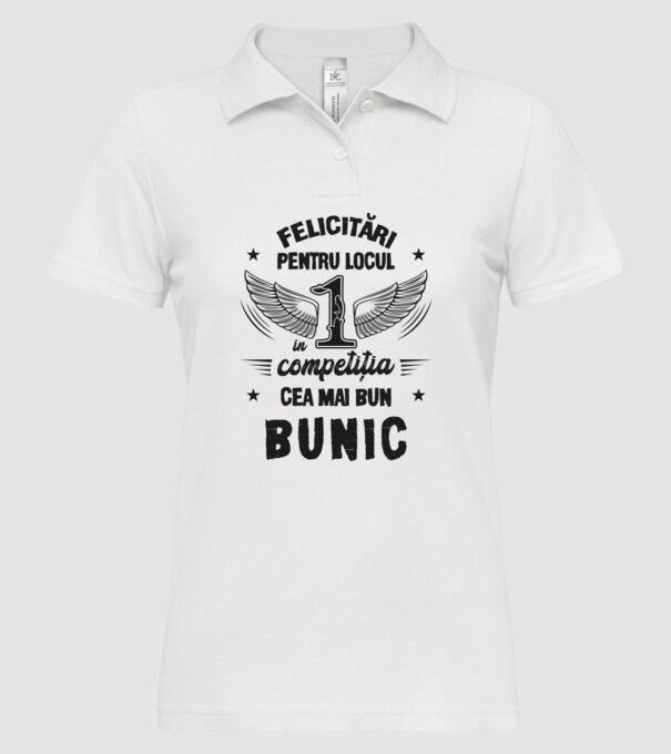 Felicitări pentru locul 1 în competiția Cel mai bun bunic! model alb pe tricou