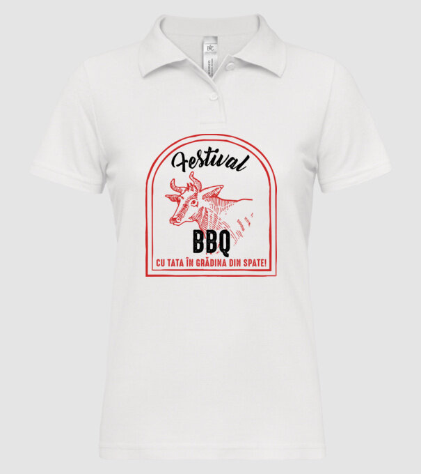 Festival BBQ - cu tata în grădina din spate! model alb pe tricou