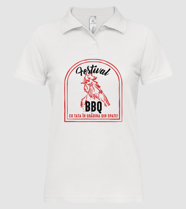 Festival BBQ - cu tata în grădina din spate! model alb pe tricou
