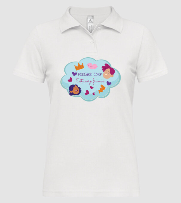 Fiecare corp model alb pe tricou