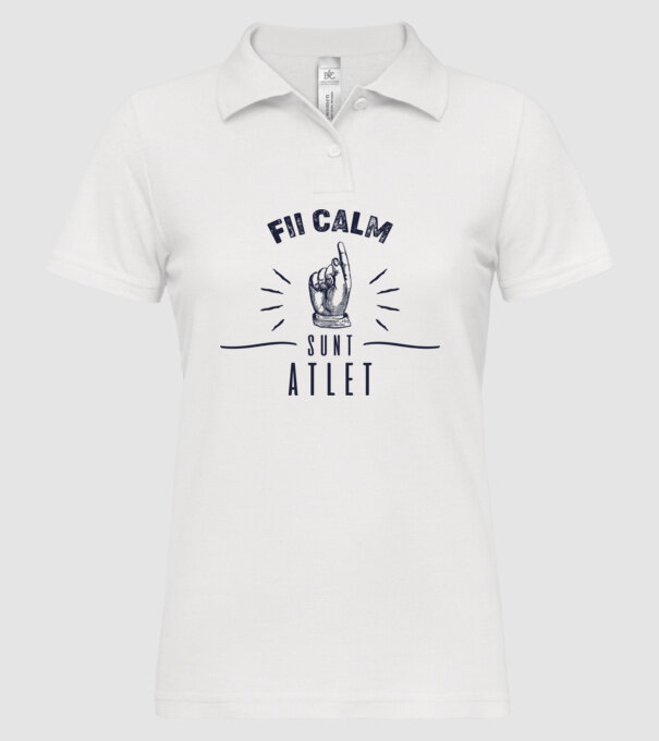 Fii calm, sunt ATLET model alb pe tricou