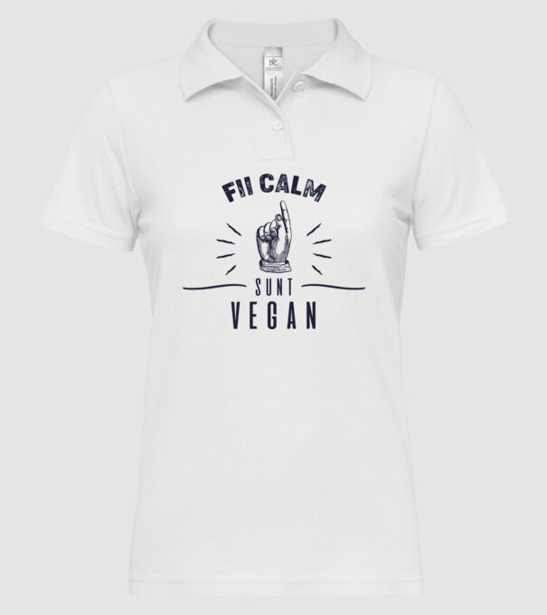 fii calm, sunt VEGAN model alb pe tricou