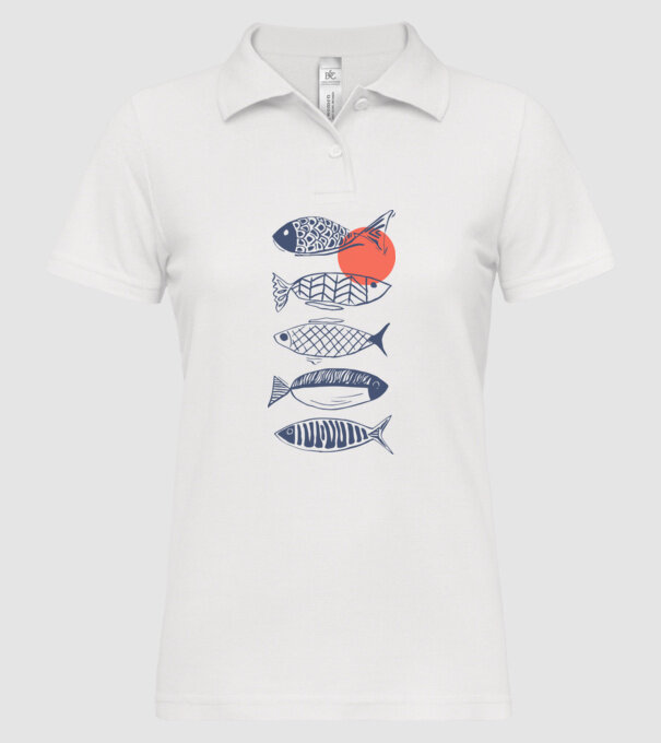 Fish model alb pe tricou