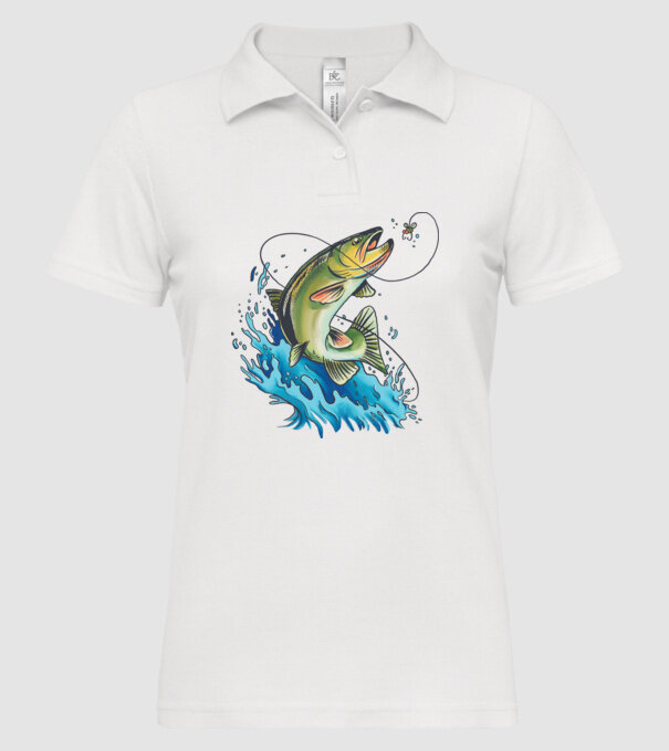 Fish model alb pe tricou
