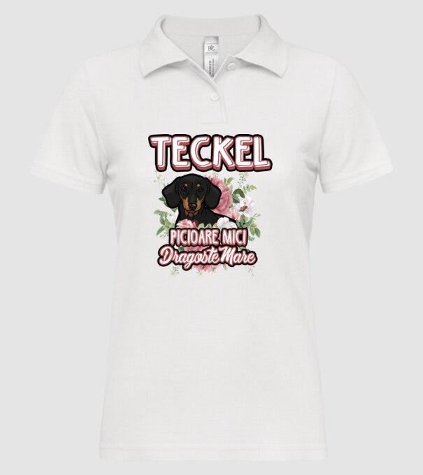 teckel : picioare mici dragoste mare model alb pe tricou