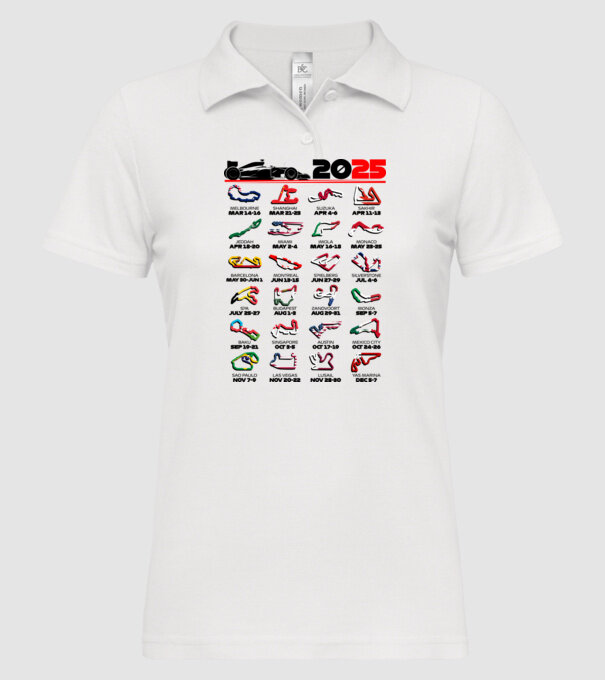 F1 calendar 2025 Alb model alb pe tricou