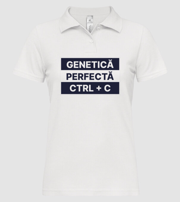 Genetică perfectă CTRL + V model alb pe tricou