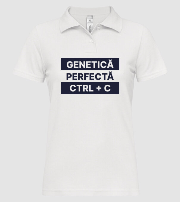 Genetică perfectă CTRL + C model alb pe tricou