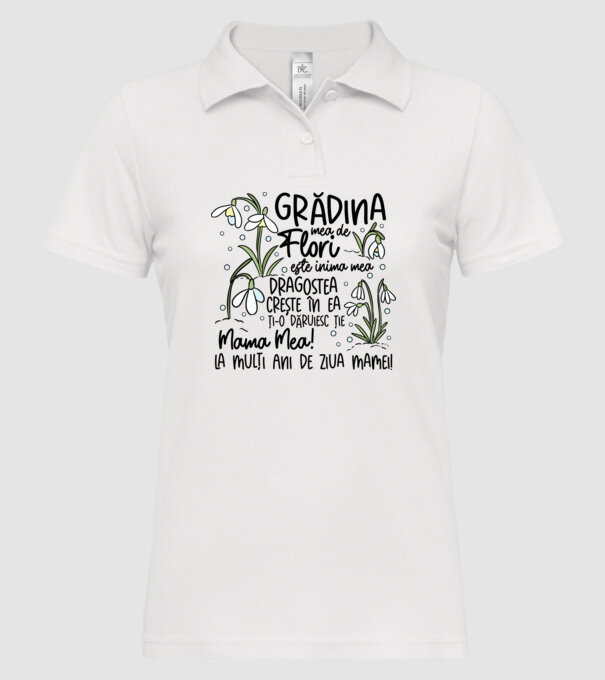 Grădina mea de flori model alb pe tricou