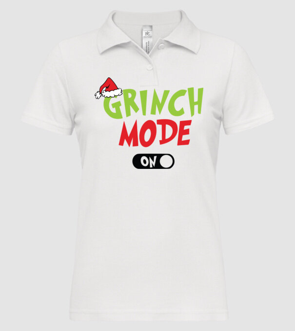 Grinch Mode model alb pe tricou