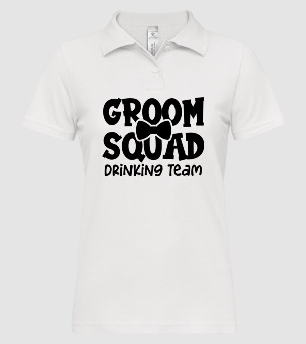 Groom Squad model alb pe tricou