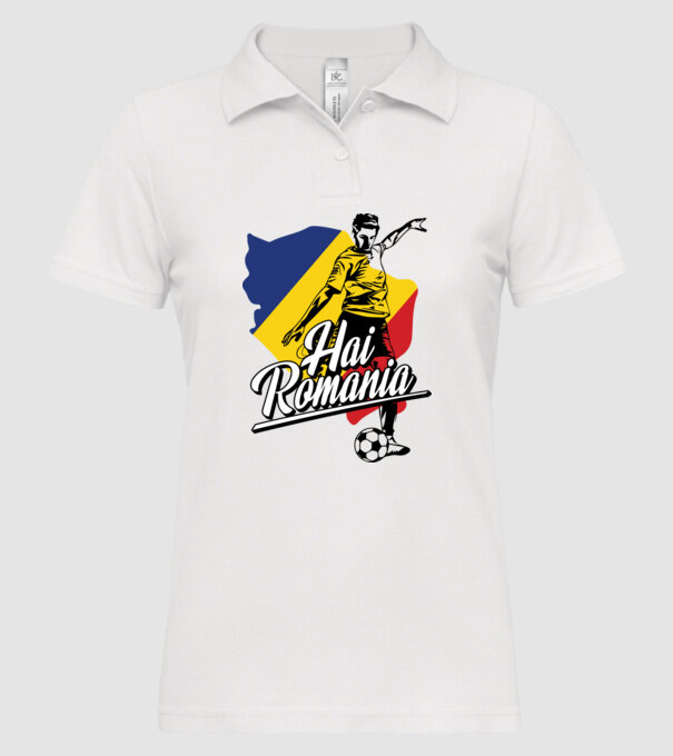 Hai romania fotbal model alb pe tricou