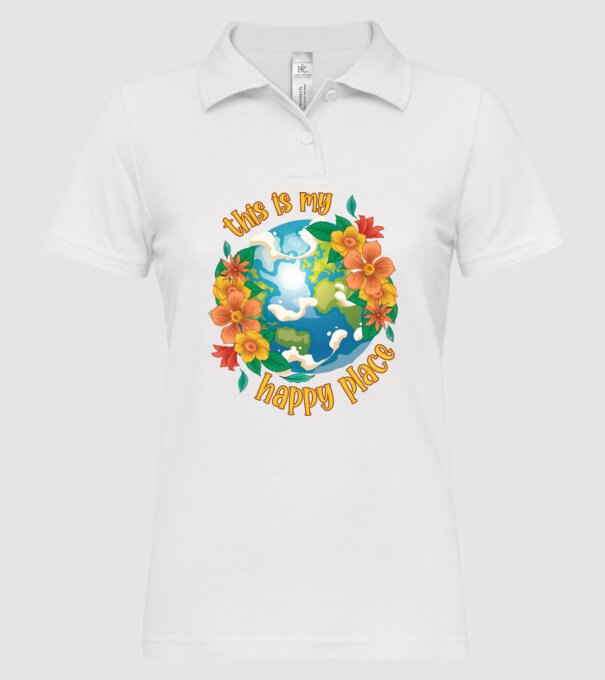 Happy Place model alb pe tricou