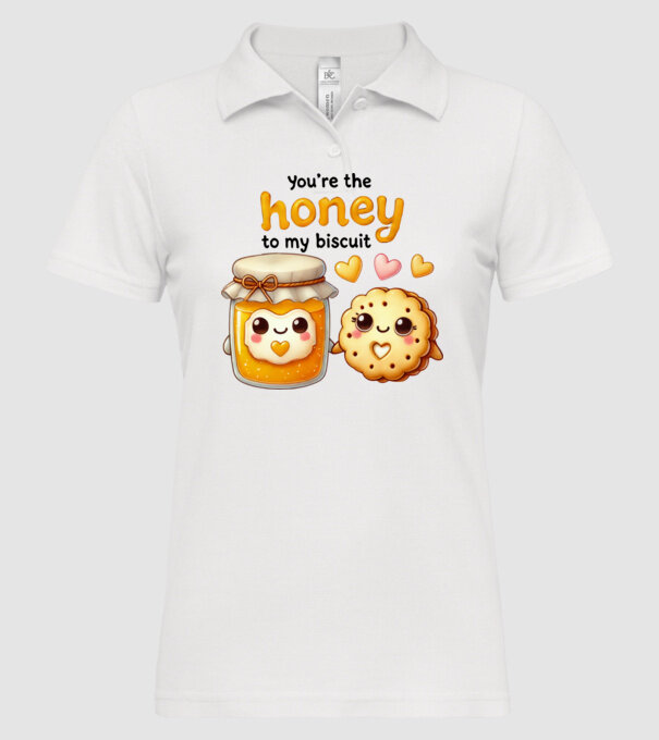 Honey to my Biscuit model alb pe tricou