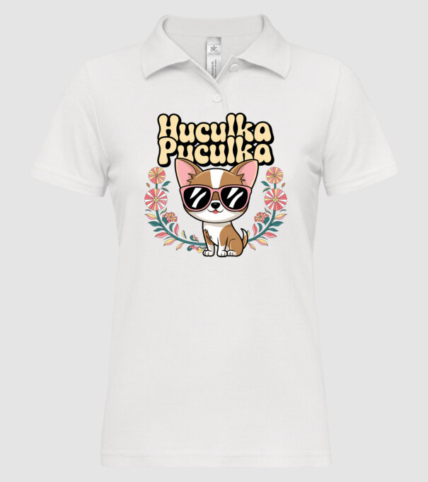 Huculka Puculka câine 1 model alb pe tricou
