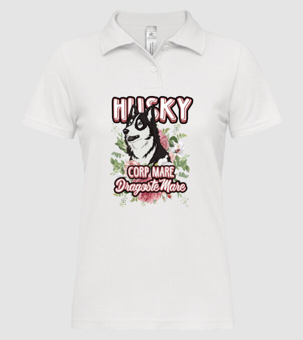 husky - corp mare, dragoste mare model alb pe tricou