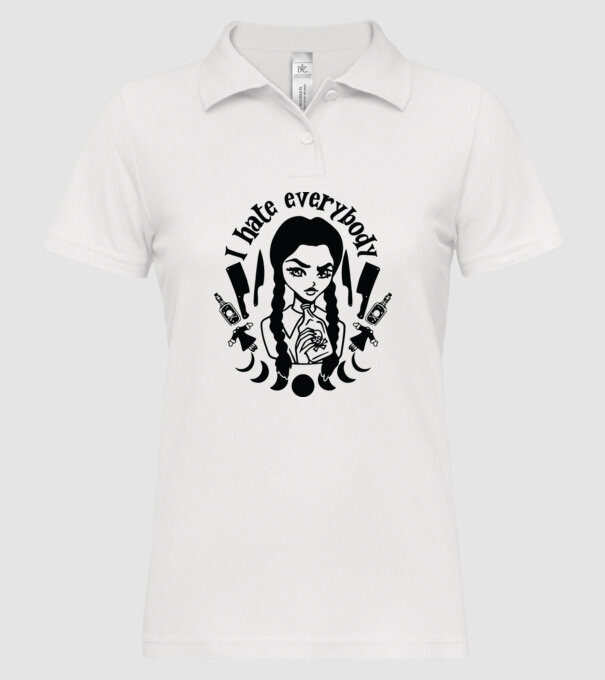 I hate everybody cartoon model alb pe tricou