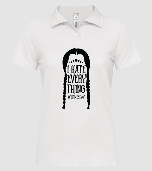 I hate everything model alb pe tricou