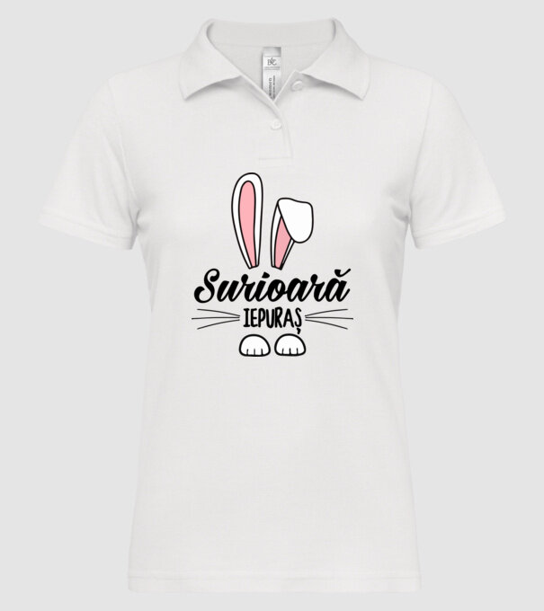 Iepuraș surioară model alb pe tricou