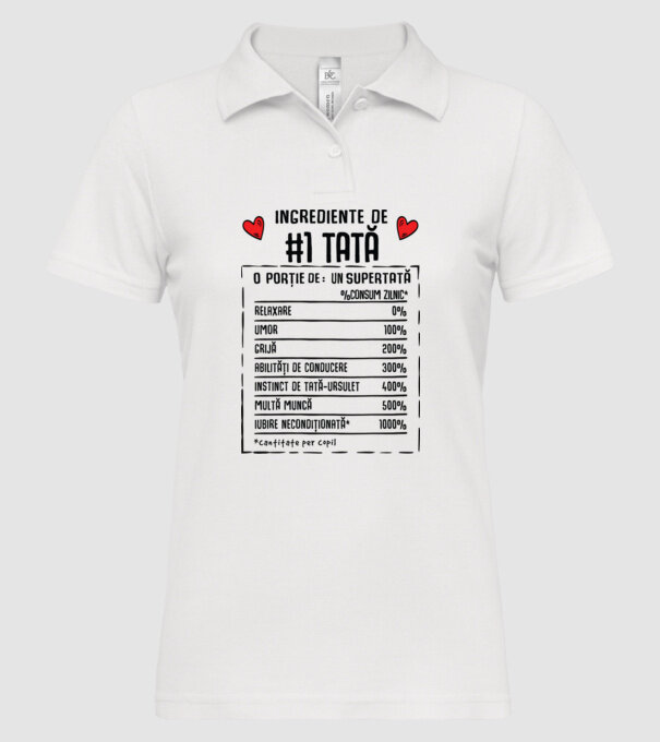Ingrediente Tată model alb pe tricou