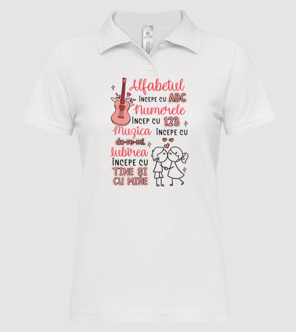 Iubirea începe cu-tine și cu mine model alb pe tricou