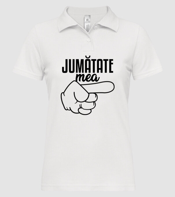 Jumătate a mea model alb pe tricou