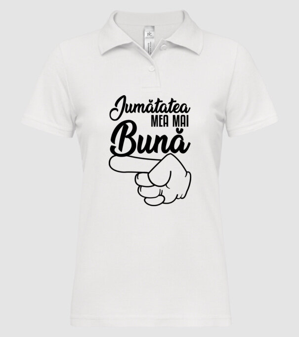 jumătatea mea mai bună model alb pe tricou
