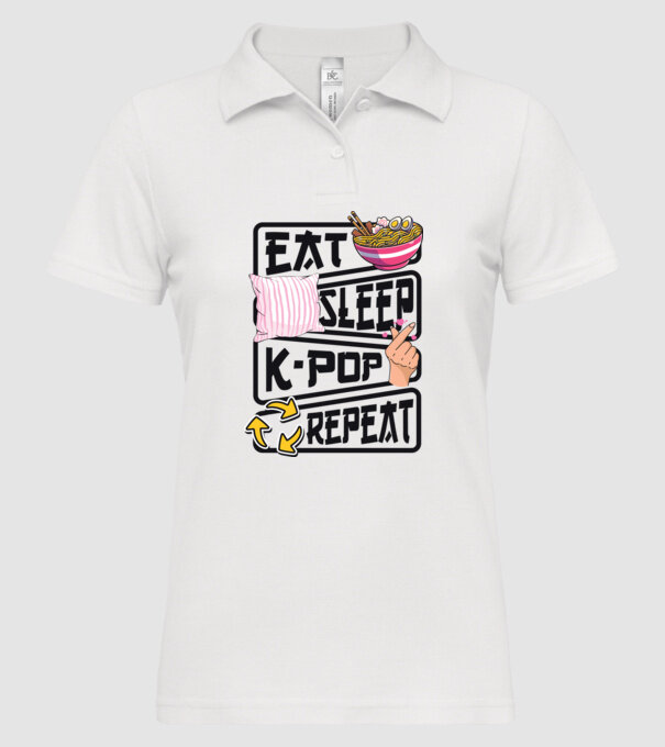 K-POP EAT SLEEP model alb pe tricou