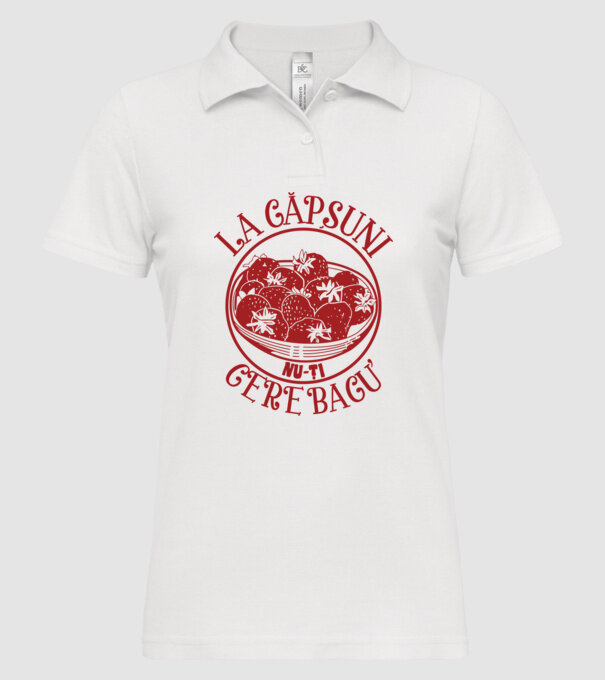 La căpșuni nu-ți cere bacu model alb pe tricou