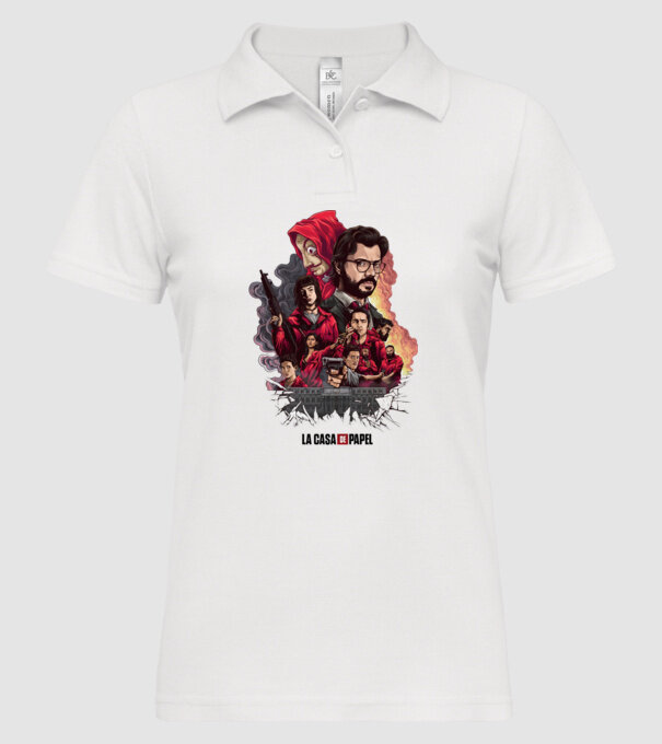 la casa de papel poster theme model alb pe tricou