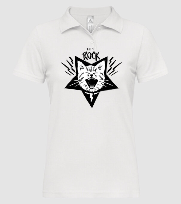 Let's Rock model alb pe tricou
