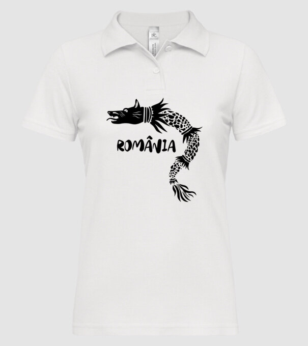 Lupul dacic negru model alb pe tricou
