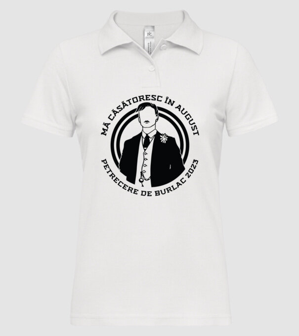 mă căsătoresc în august - petrecere de burlac model alb pe tricou