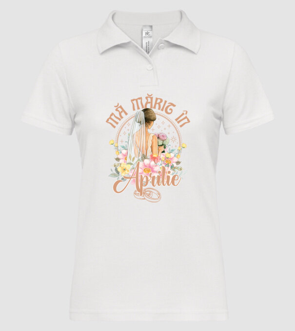 mă mărit - în aprilie model alb pe tricou