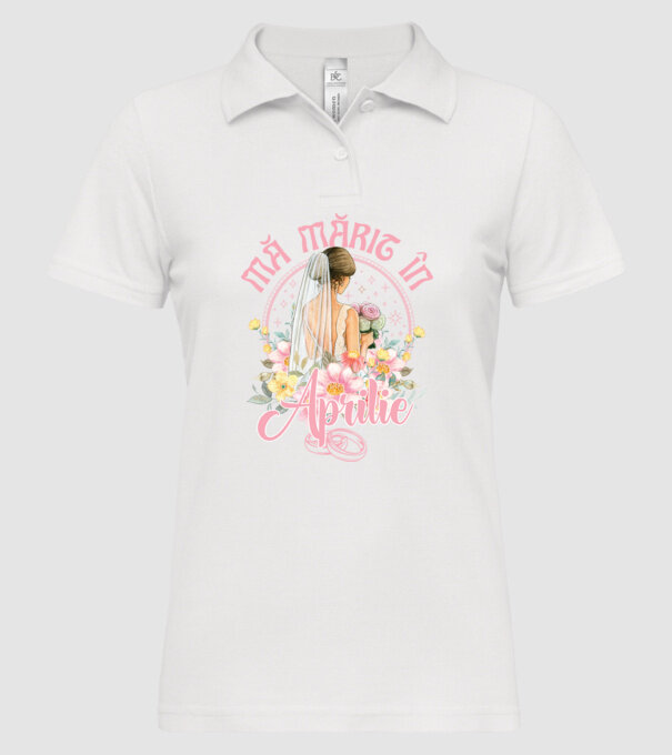 mă mărit - în aprilie model alb pe tricou