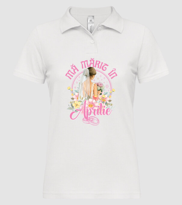 mă mărit - în aprilie model alb pe tricou