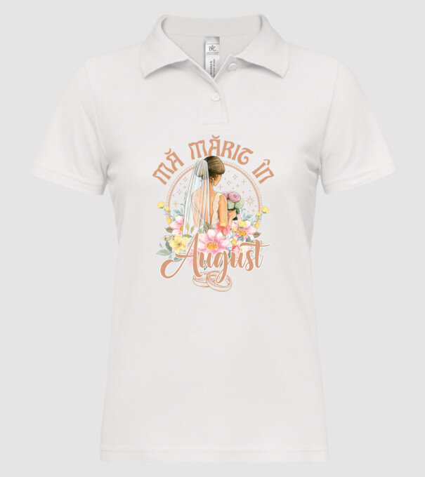 mă mărit - în august model alb pe tricou