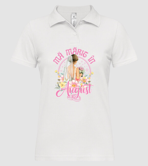 mă mărit - în august model alb pe tricou