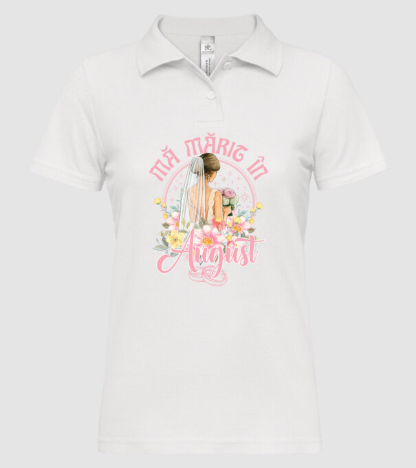 mă mărit - în august model alb pe tricou