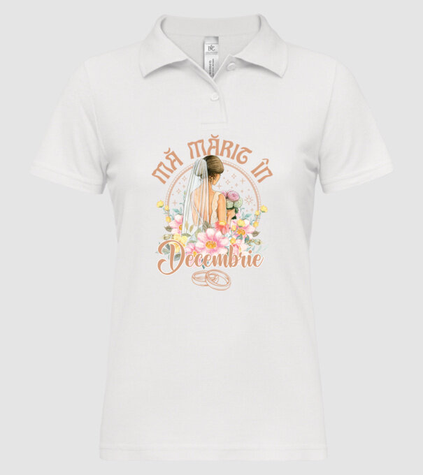 mă mărit - în decembrie model alb pe tricou