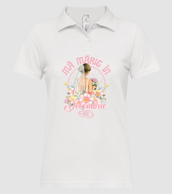mă mărit - în decembrie model alb pe tricou