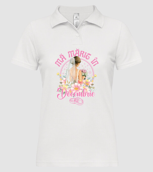 mă mărit - în decembrie model alb pe tricou
