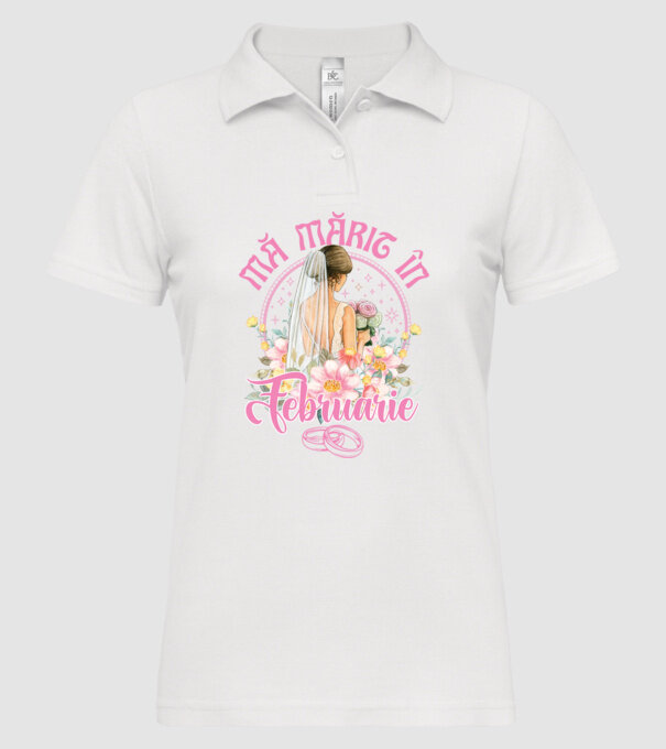 mă mărit - în februarie model alb pe tricou