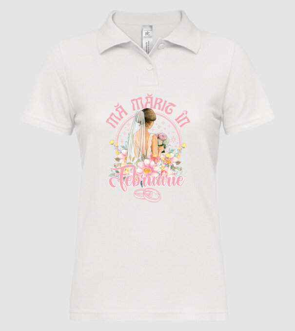 mă mărit - în februarie model alb pe tricou