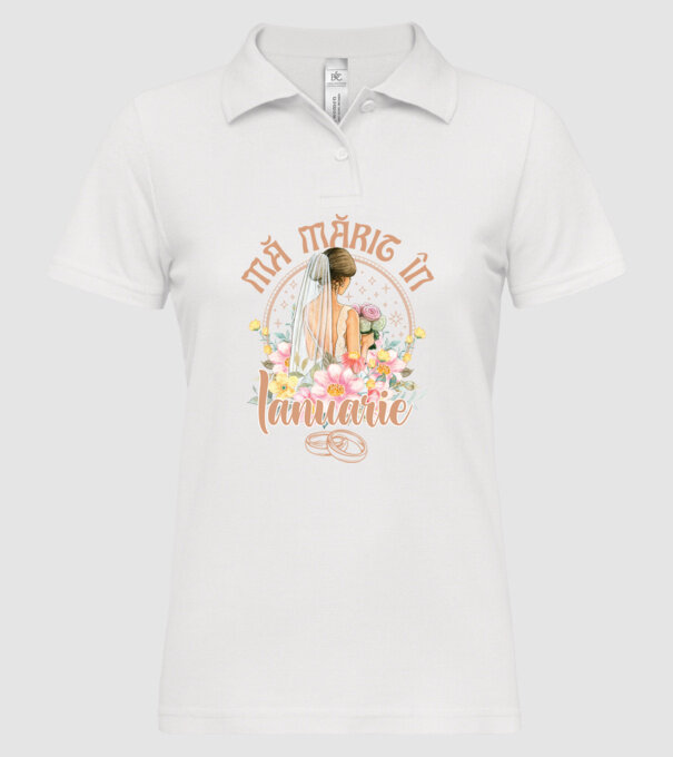 mă mărit - în ianuarie model alb pe tricou