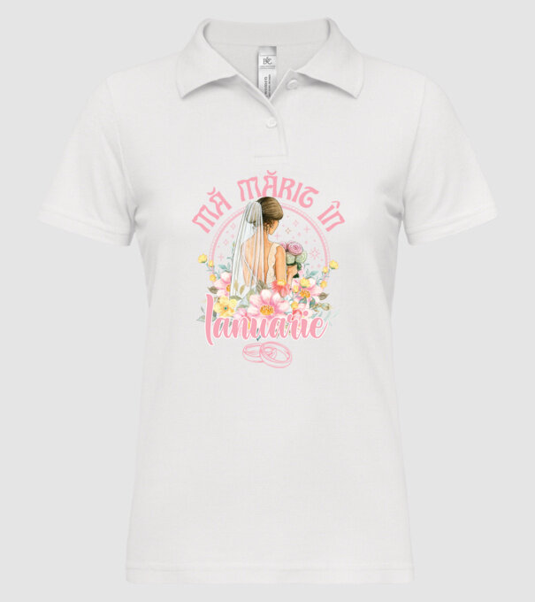 mă mărit - în ianuarie model alb pe tricou