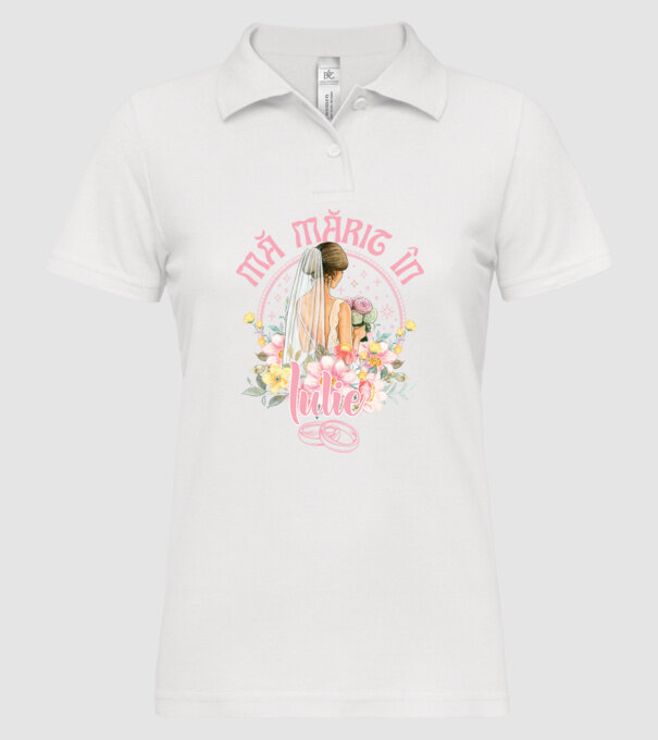 mă mărit - în iulie model alb pe tricou