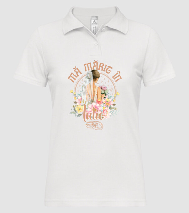 mă mărit - în iulie model alb pe tricou