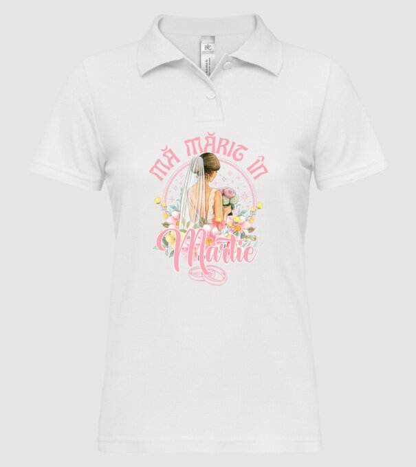 mă mărit - în martie model alb pe tricou